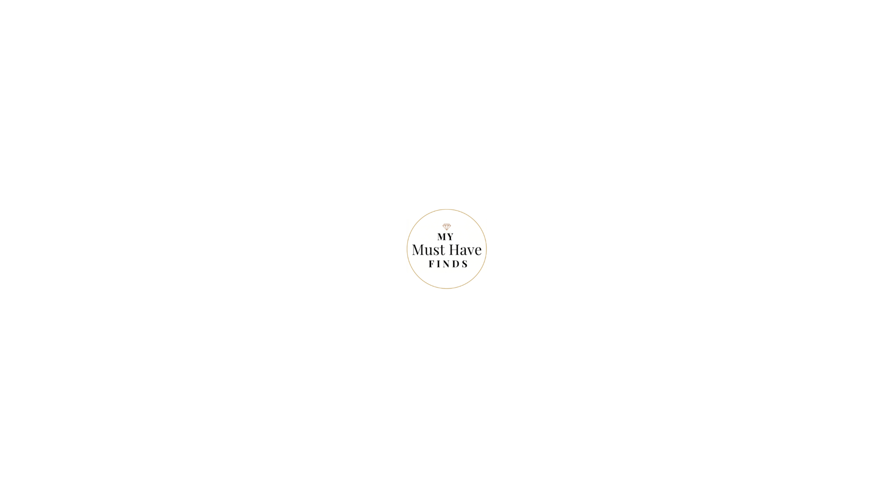 Circular logo with 'My Must Have Finds' text and a diamond symbol on a white background
